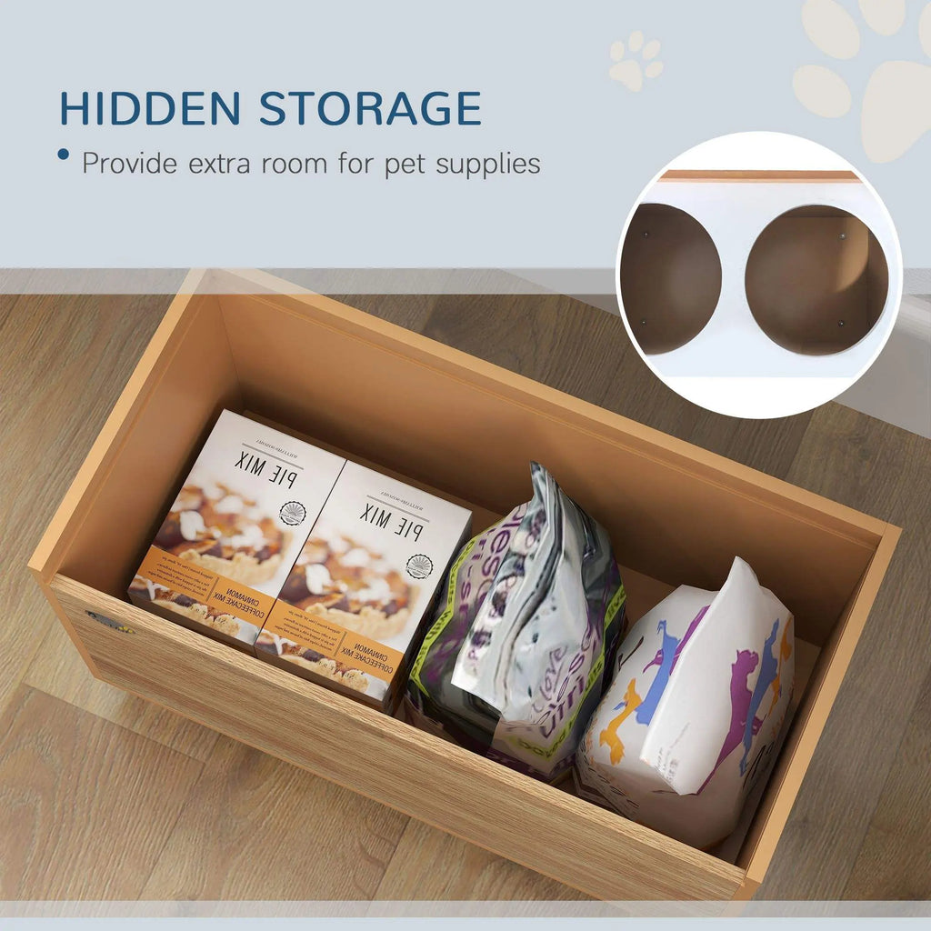 Elevated Oak Dog Bowl Feeder for Larger Breeds Wagging Way